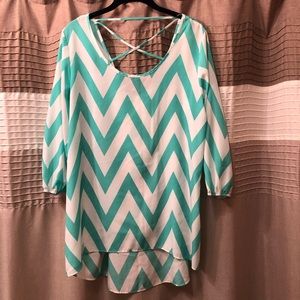 Maurices Large Chevron Tunic Mint and White